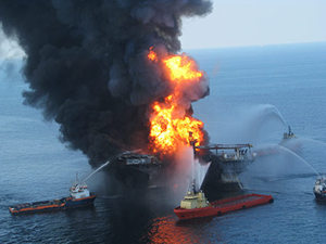 Photo of a rig explosion out at sea