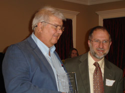 Dr. Lynn Rehm, left, received a lifetime achievement award from HPA President Dr. Michael Winter.