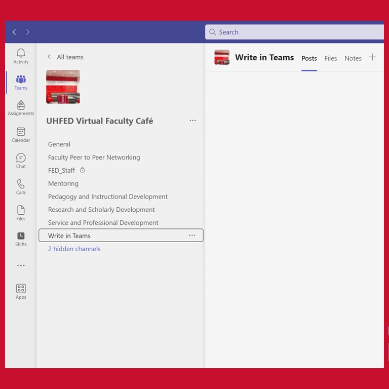 UHFED Virtual Faculty Cafe in MS Teams