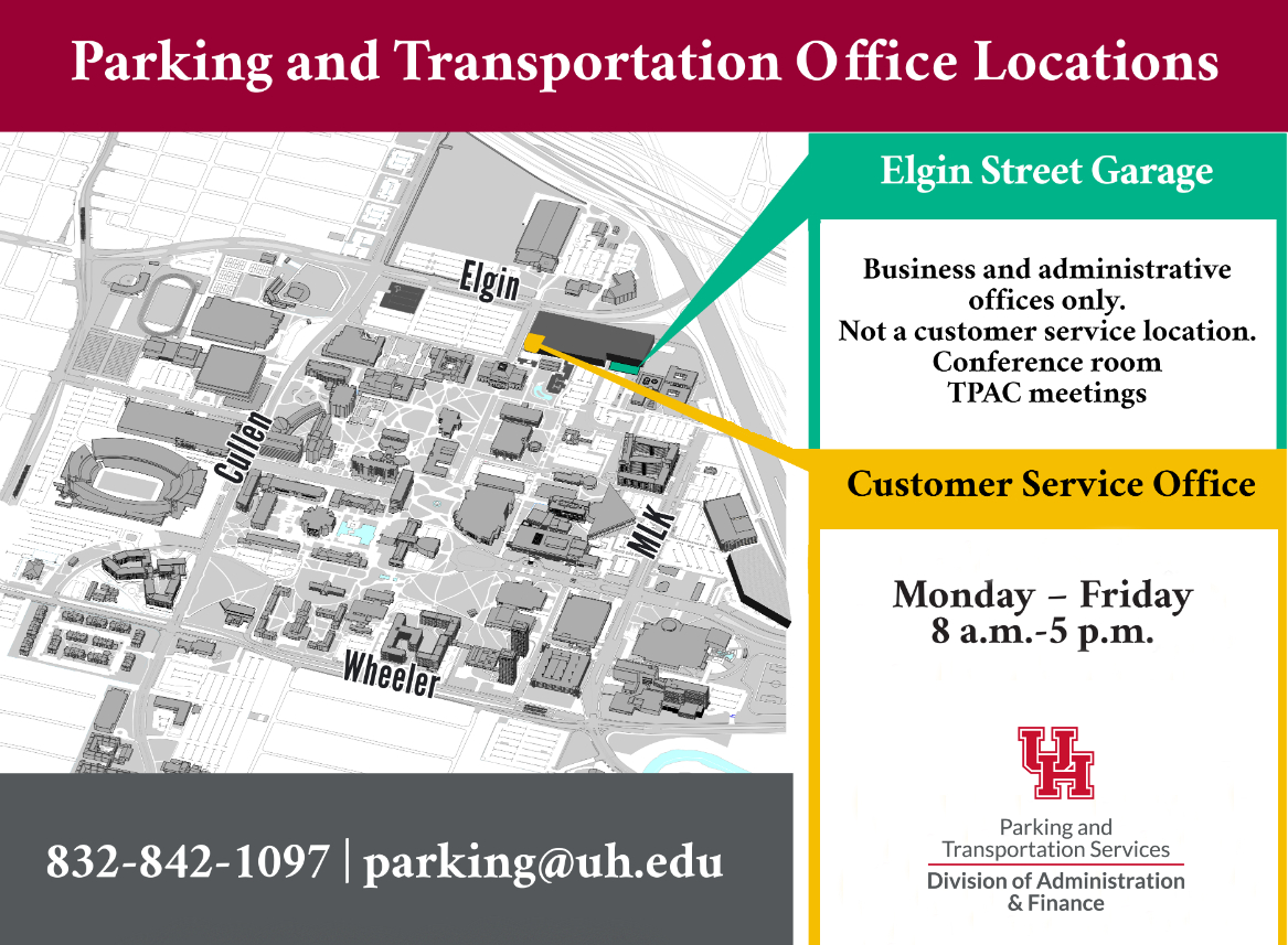 u of h campus map Parking Maps University Of Houston u of h campus map