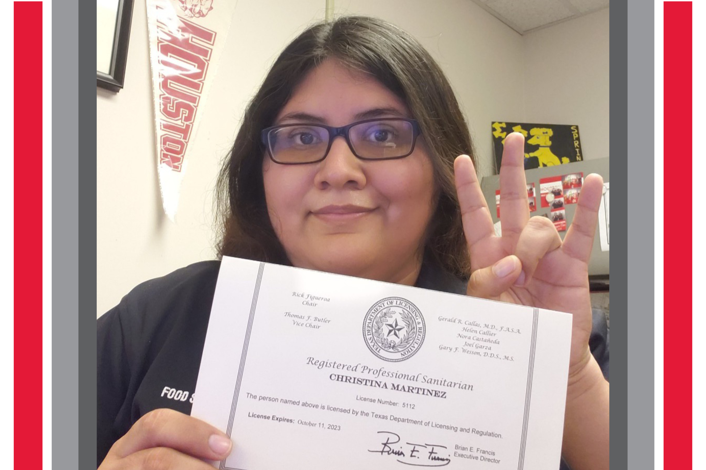 Christina Martinez receives Registered Sanitarian certification
