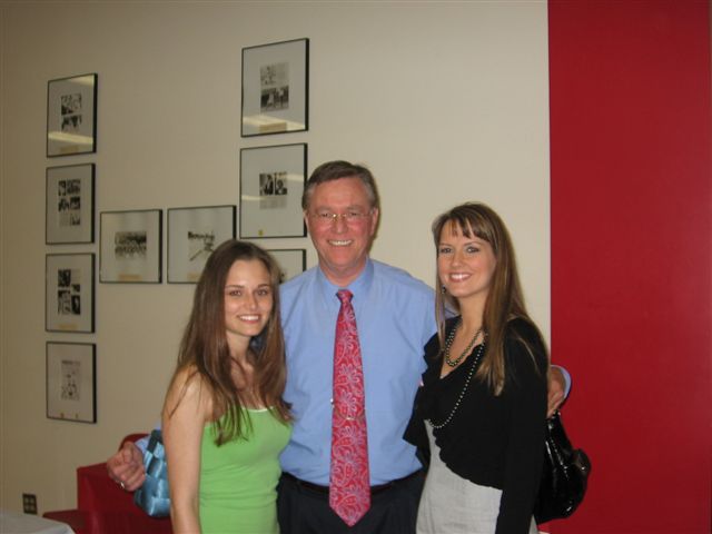 Jennifer Parker (L), and Laura Nikki” Achivida (R) presenting Tom Whitley a gift from the ComD Master’s class of 2010.