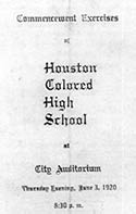 Cover page of the Commencement program for Houston Colored High School, 1920