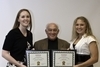 Dr. Bloom with the awardees from the Wellness/Fitness program, Jennifer Theobald (Left) and Amber Groll