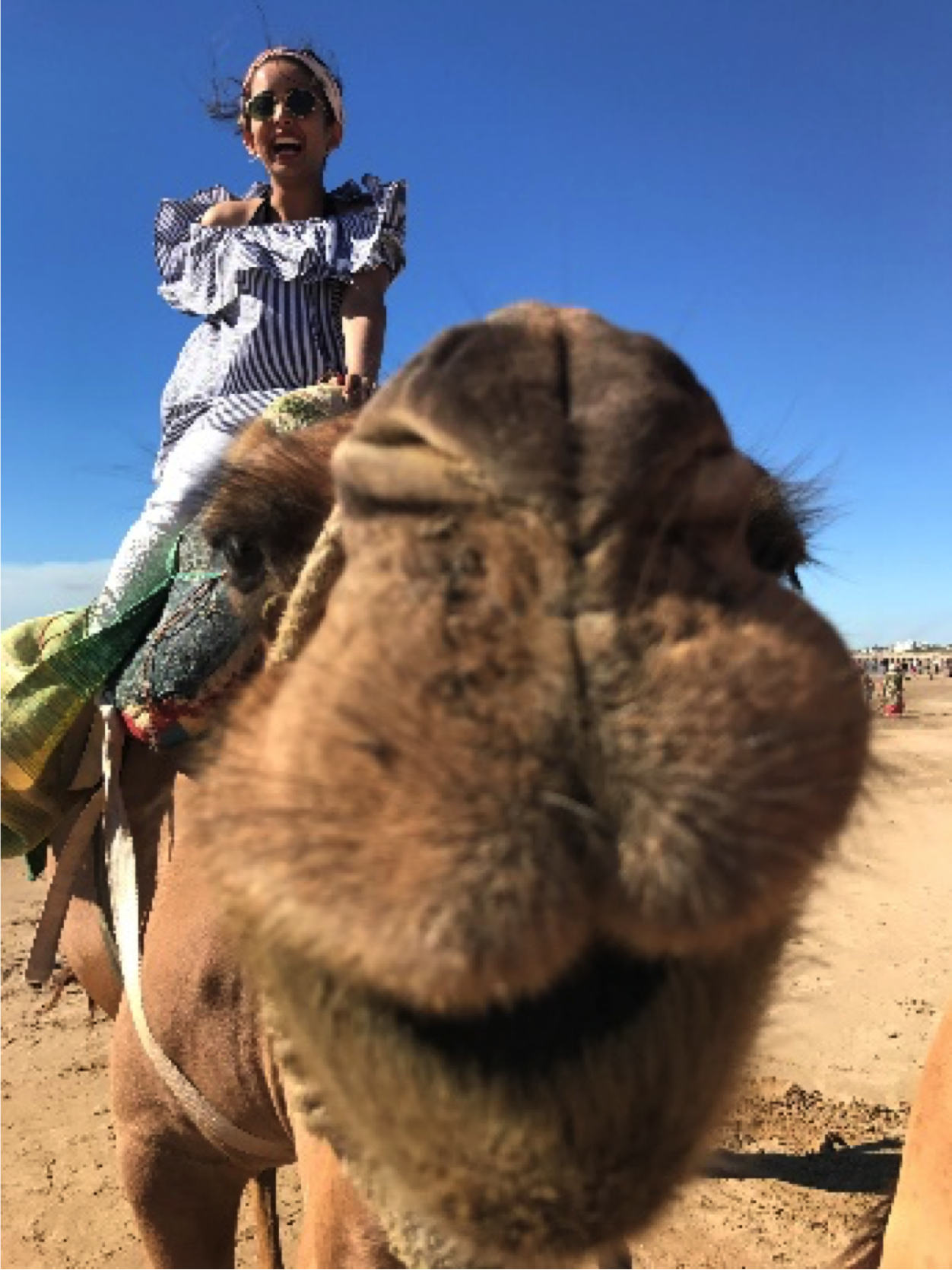 Ms. Uddin riding a camel
