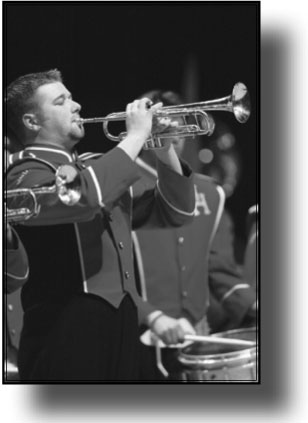 Marching band trumpet player