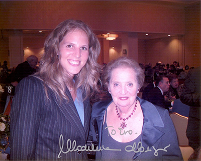 Dr. Eva Coffey, Ph.D. in Political Science ’12, has joined as a diplomat in training the U.S. State Department, which Madeleine Albright (right) ran from 1997 – 2001  as the first woman to become the U.S. Secretary of State.