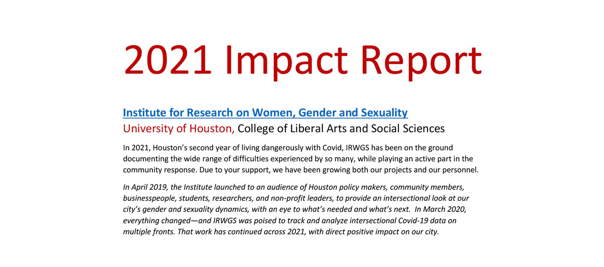 2021 Impact Report