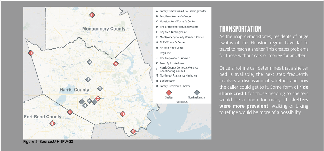 Map of Womens Shelters in Harris County