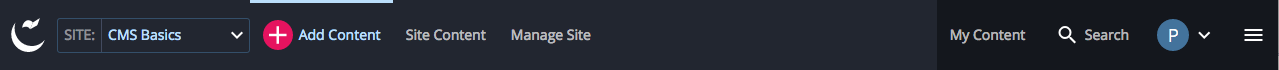 Cascade menu bar showing the Add Content Button