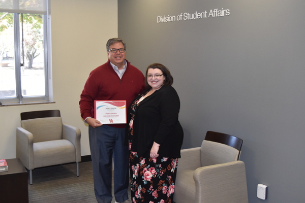 Alyssa Veteto (Right), Assistant Dean of Students, pictured with Associate Vice Chancellor/Associate Vice President for Student Affairs, Dr. Daniel Maxwell.