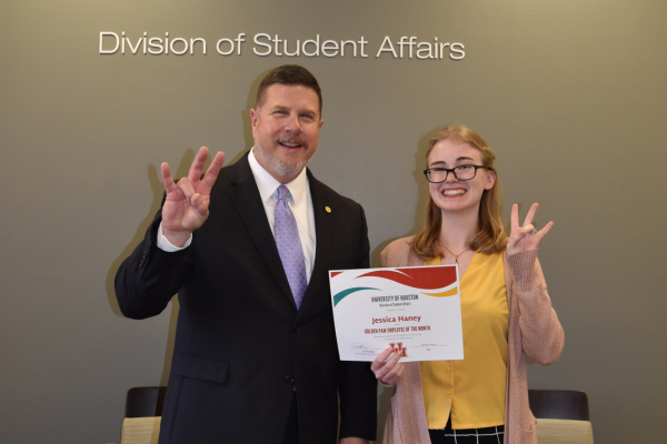 Jessica Haney (Right), Program Manager for the Center for Student Advocacy and Community, pictured with Vice Chancellor/Vice President for Student Affairs, Dr. Paul Kittle.