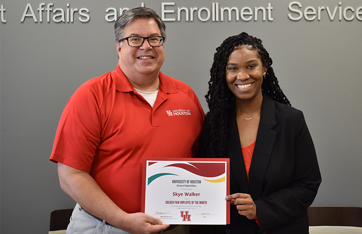 Skye Walker (right) with Interim Vice President for Student Affairs, Dr. Daniel Maxwell.