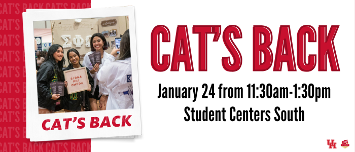 Cat's Back - January 24 from 11:30AM to 1:30PM - Student Center South