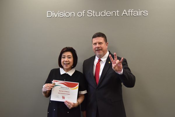 Marilyn Stidham (Left), Office Coordinator for the Center for Student Involvement, pictured with Vice Chancellor/Vice President for Student Affairs, Dr. Paul Kittle.