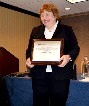 Cheryl Craig receiving Huberman Award