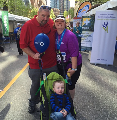 Dawn Whitten with her spouse, Kenith, and son, Jackson, at the Vancouver Marathon on May 3, 2015