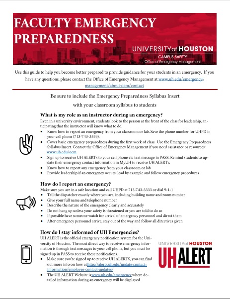 Faculty Emergency Preparedness University Of Houston 0140