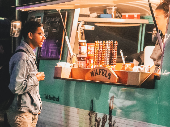Person ordering at a food truck