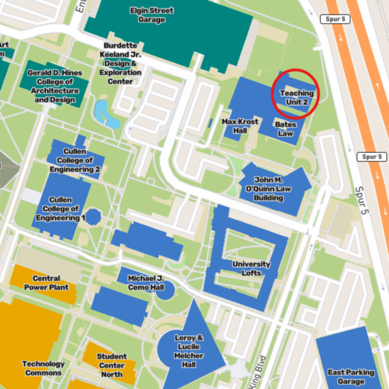 UH Main Campus Map Map of UH Main campus with TU2 circled