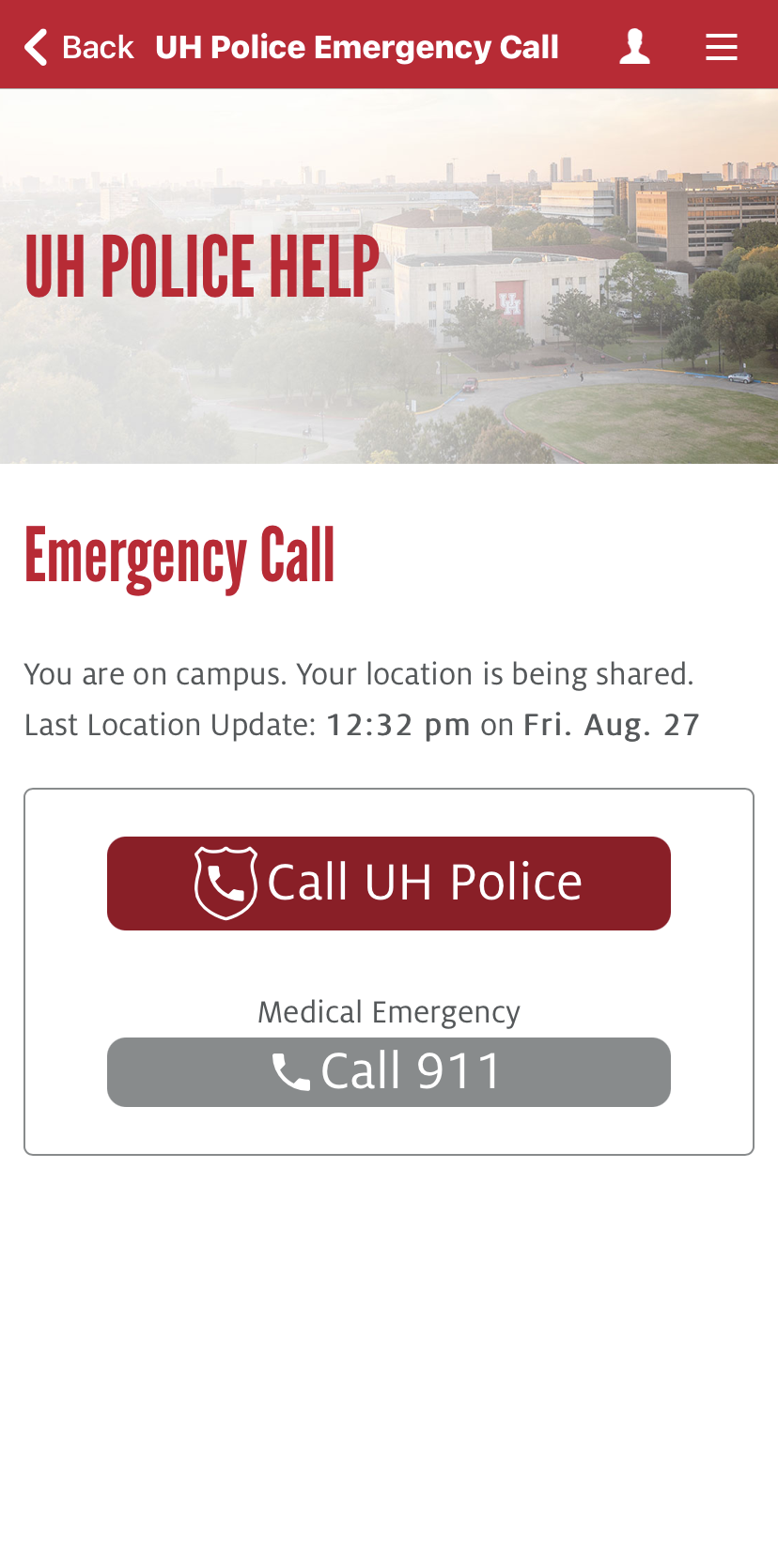 UH Go Emergency Call