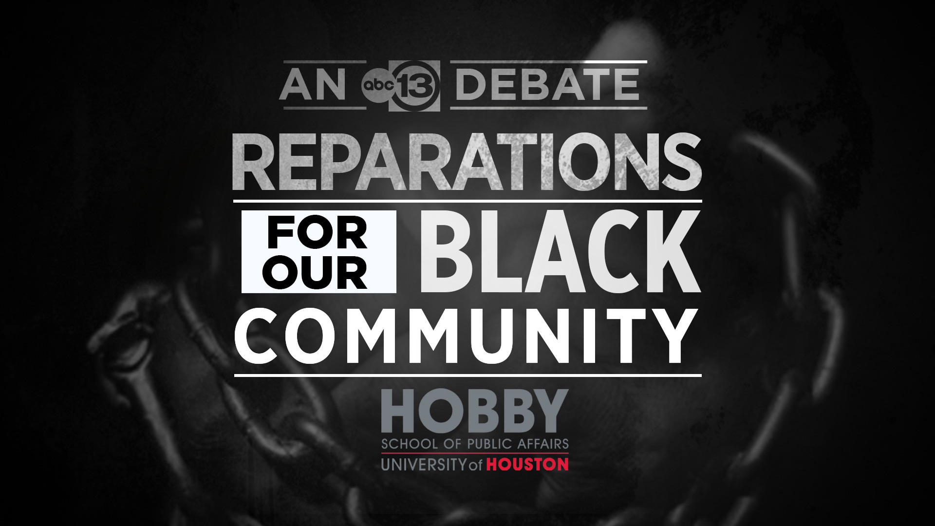 Event flyer of Reparations for our black community on ABC 13