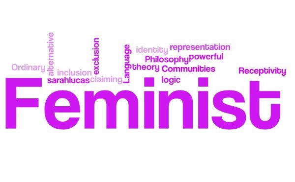 Word cloud graphic with feminist related words