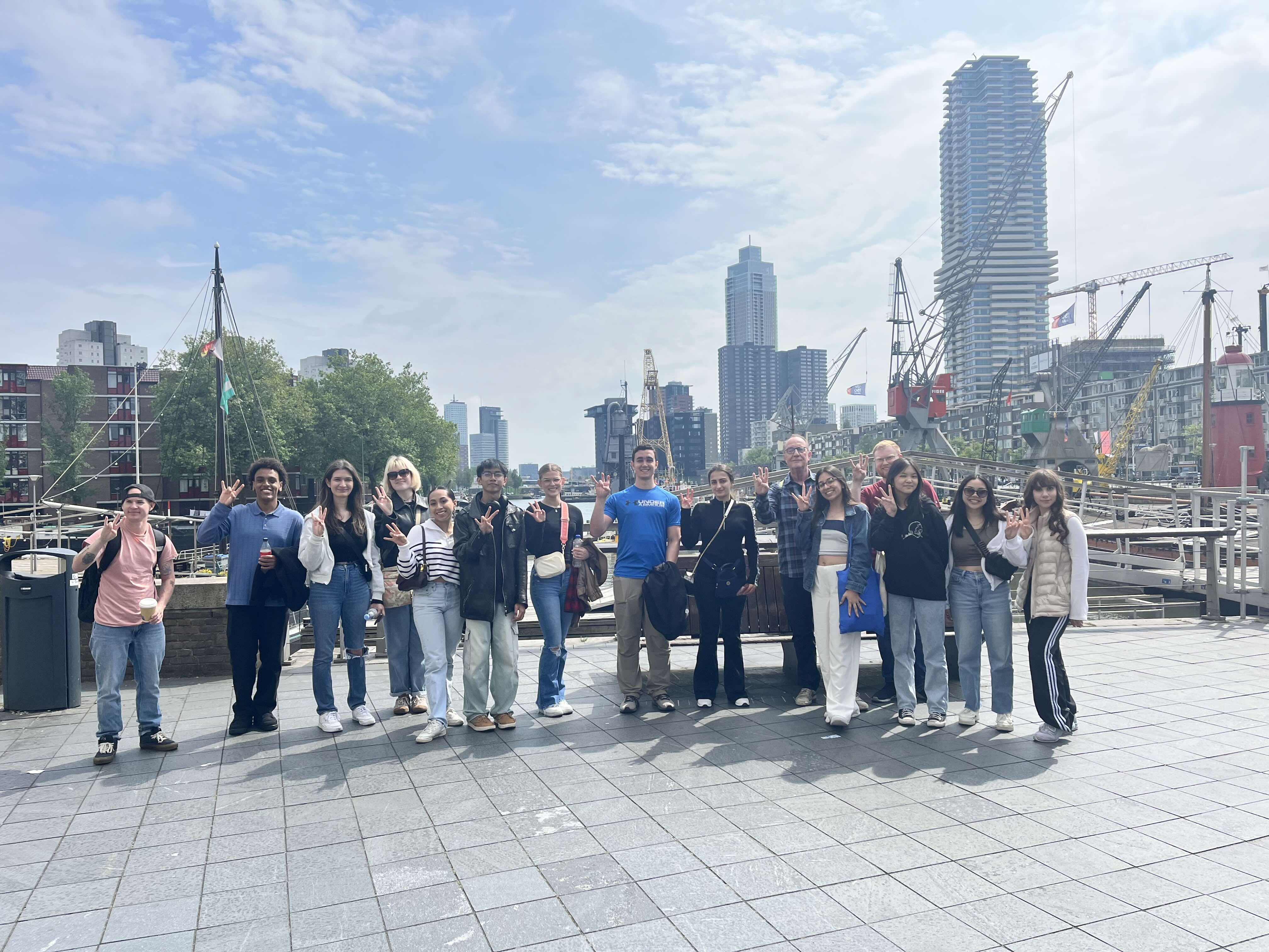 students on boat platform