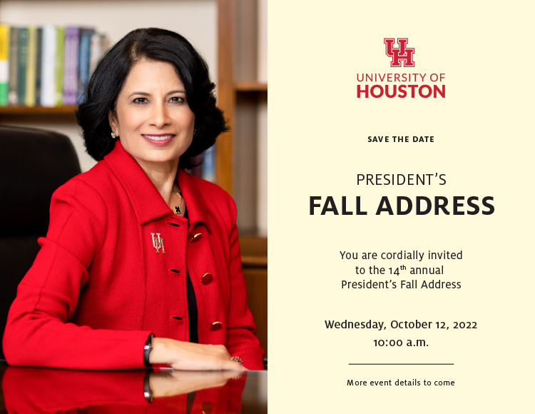 Save the Date - President's Fall Address - Wednesday, October 12, 2022 - 10AM - More event details to come