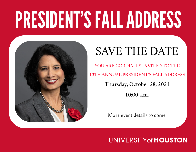 Invitation to President's Fall Address - Wednesday October 13 at 10AM