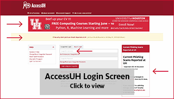 AccessUH Login Screen