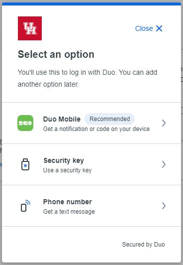 Main Two-Factor Authentication Page Adding Device Type