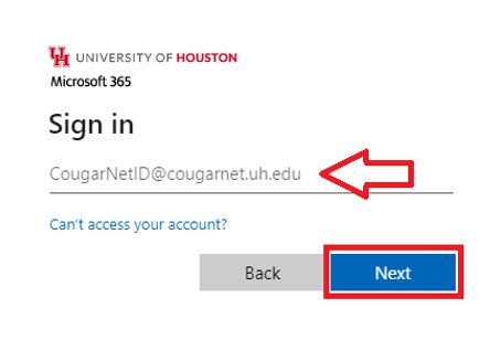 Enter CougarNet Email