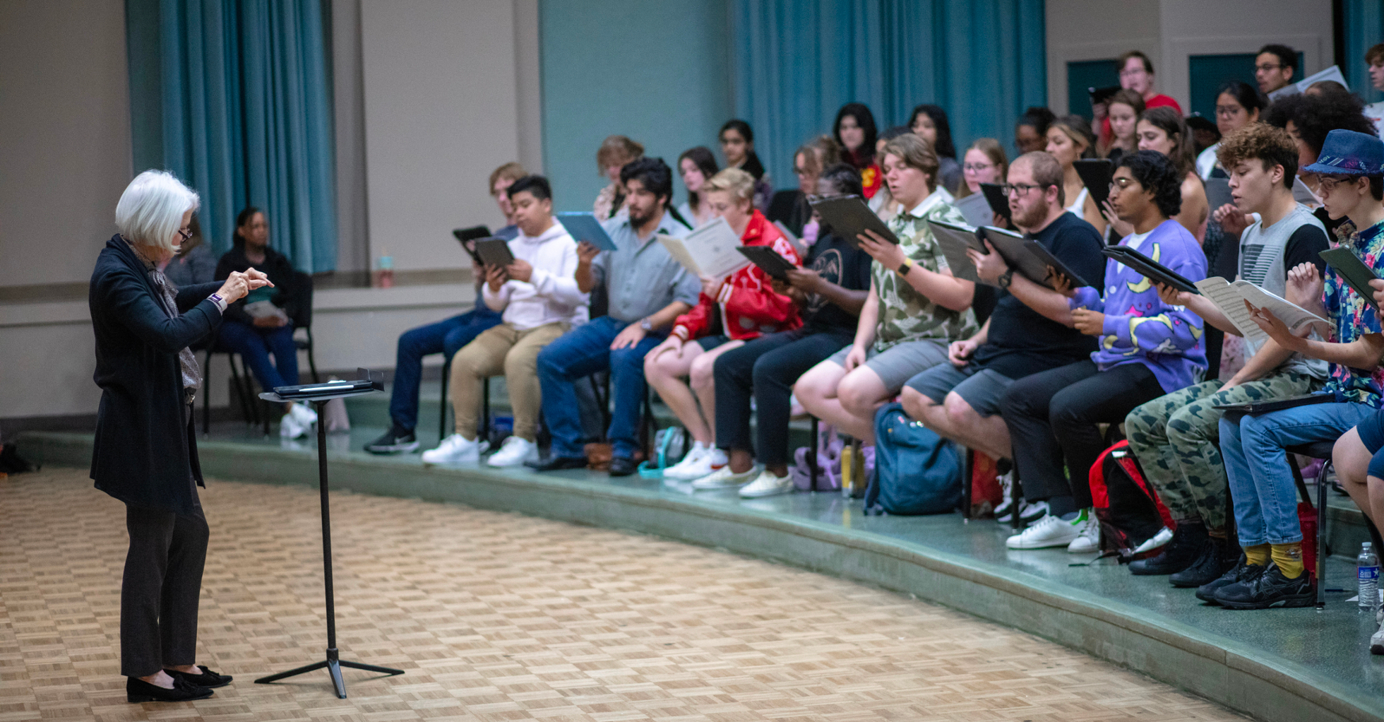 Dr. Betsy Cook Weber conducting the Moores School of Music Concert Chorale in rehearsal