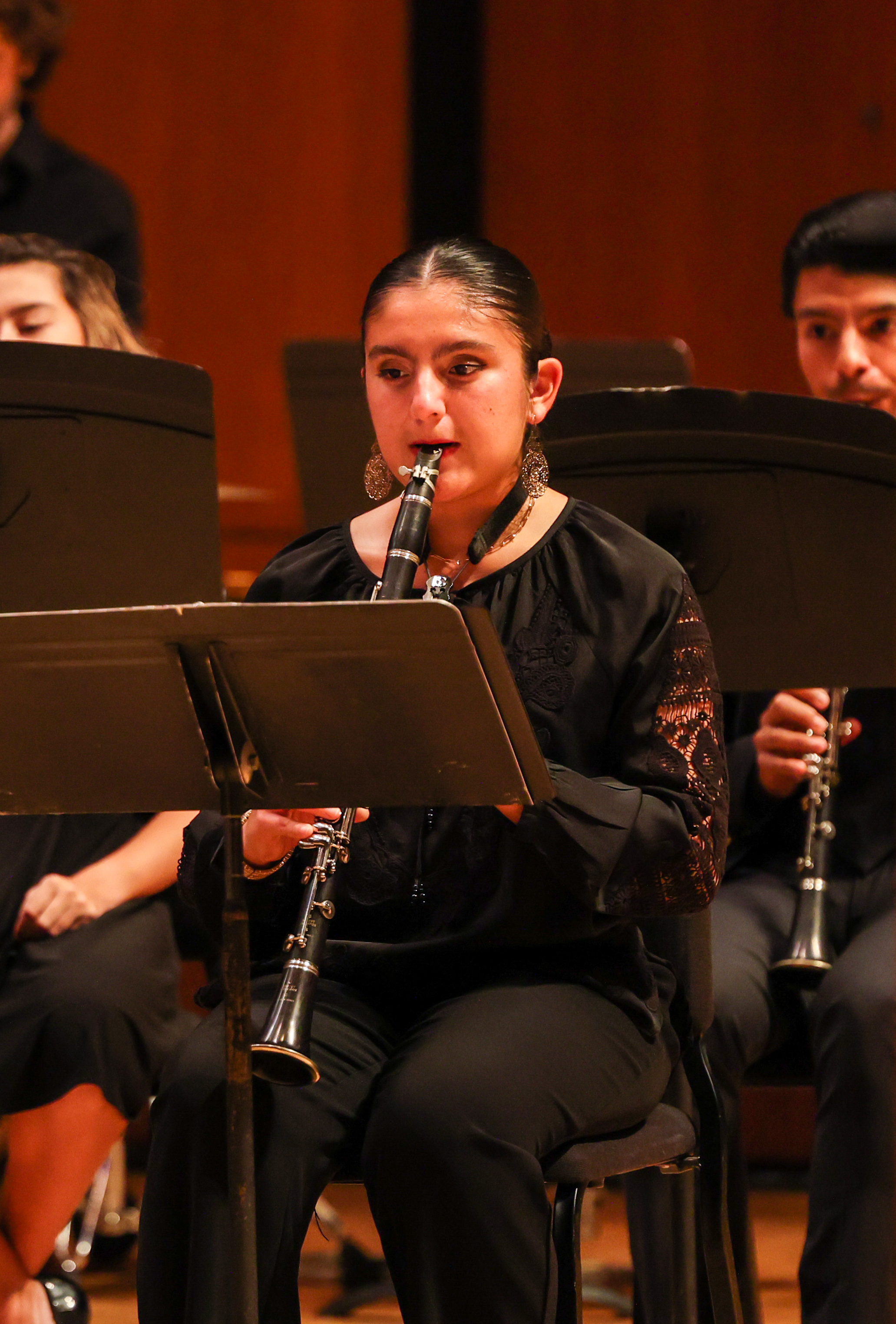 Clarinet player performing in the Moores Opera House