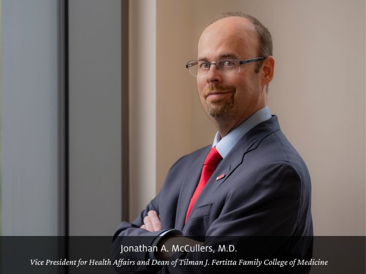 portrait image of Jonathan A. McCullers, M.D. Vice President for Health Affairs and Dean of Tilman J. Fertitta Family College of Medicine