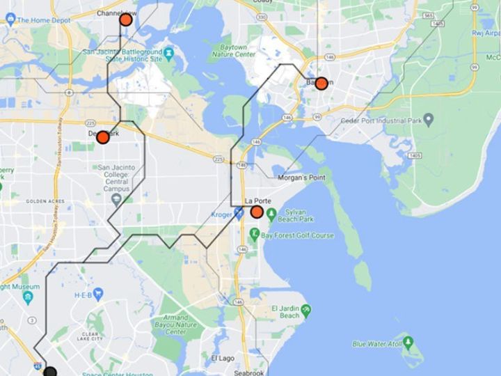 Houston area map showing transportation proposal