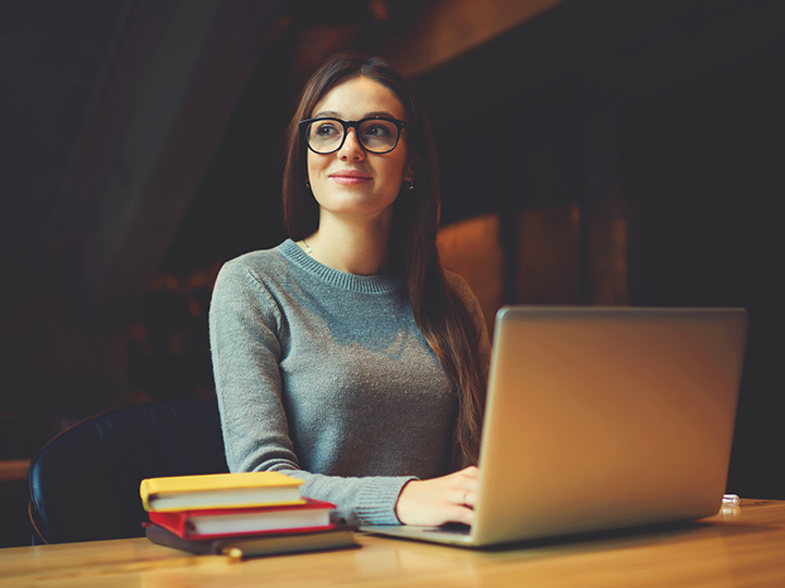 student on computer 