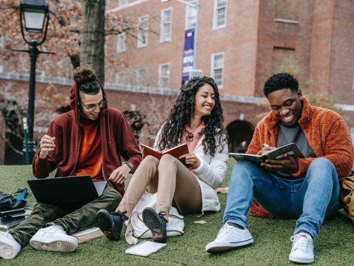 students sitting and talking