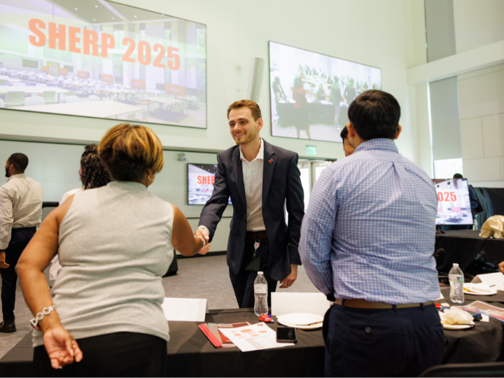 student presenting at a health care competition