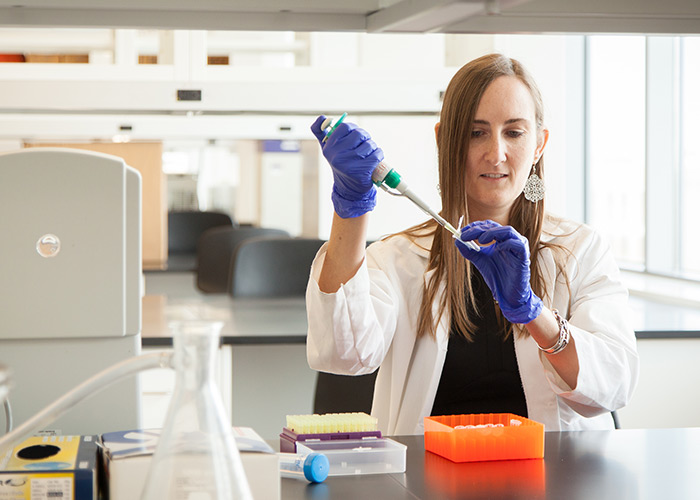 Laura Montier, a Ph.D. student in biology, studies treatments for the epilepsy disorder Dravet Syndrome.