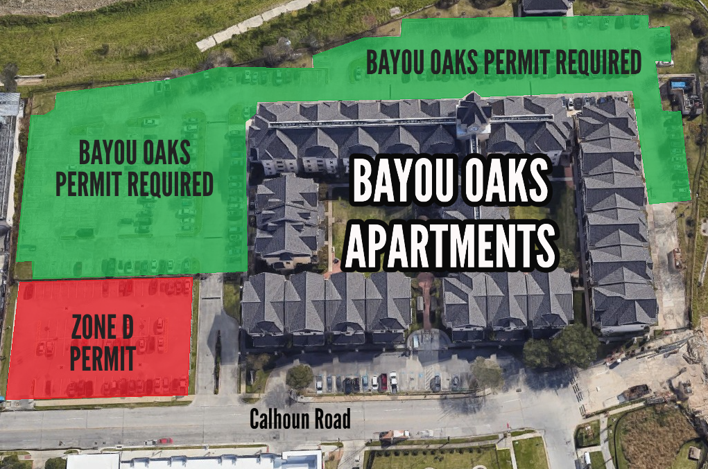 Bayou Oaks parking