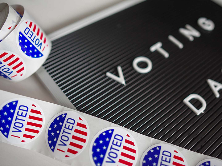 Voting stickers and ballot stock photo