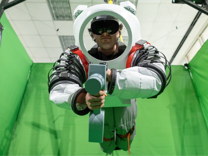 student in space lab