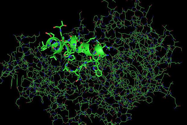 A green simulation of a molecule