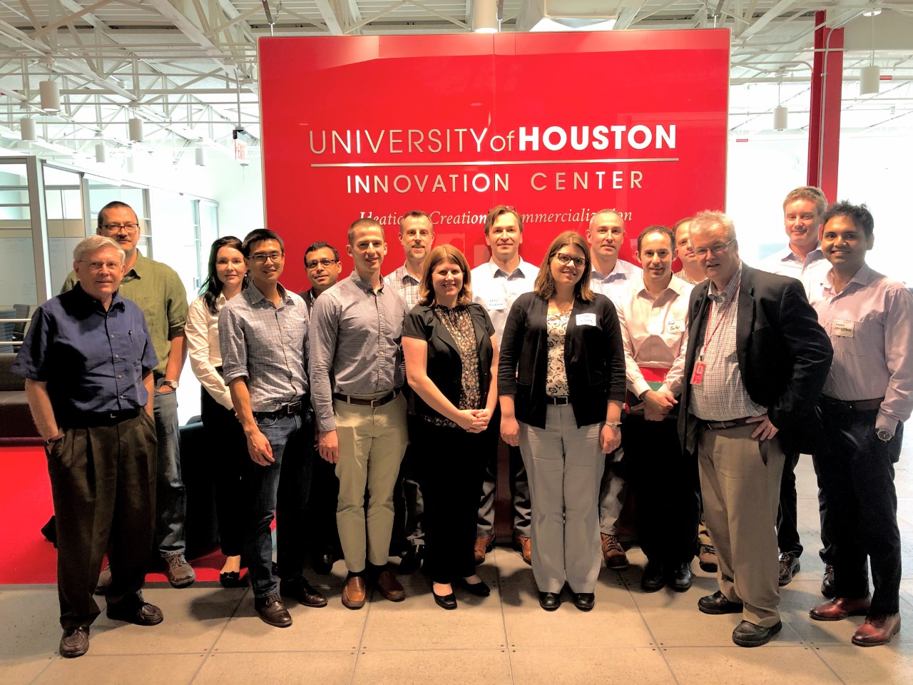 Dow Chemical representatives with members of UH's Department of Chemistry after a big lunch and presentation. 