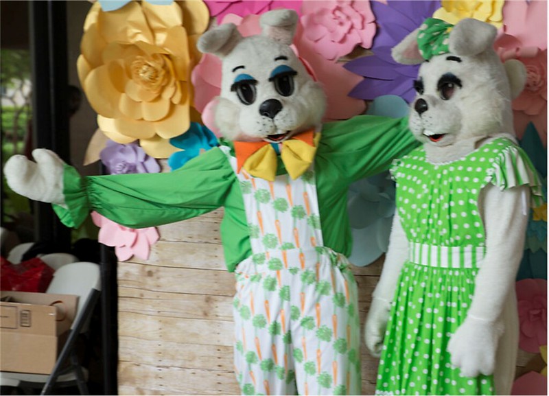 two people in bunny costumes