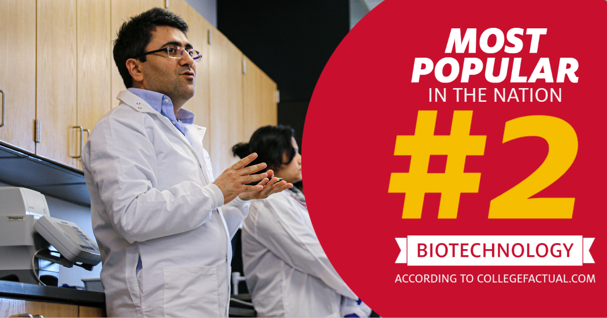 Second Most Popular Biotechnology programs in the nation according to collegefactual.com