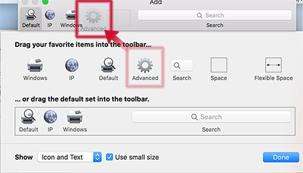 Drag the advanced icon to the toolbar