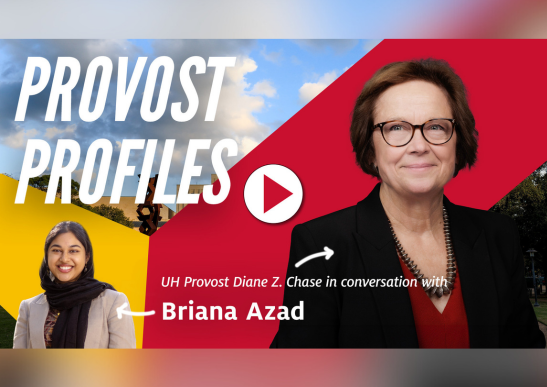 Thumbnail of Provost Diane Z. Chase and student Briana Azad